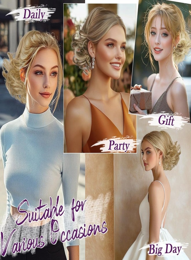 BARSDAR Ombre Blonde Drawstring Ponytail Extensions - 10 Inch Short Wavy Drawstring Comb Clip in Pony Tails Hairpieces for Women - Synthetic Short Wavy Blonde Ombre Ponytail Hair Extensions - Image 5